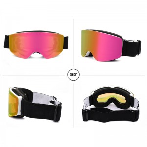 UF069 Maschera da sci snowboard per ragazzi con lente magnetica oversize antiappannamento personalizzata