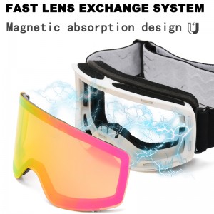 UF069 Maschera da sci snowboard per ragazzi con lente magnetica oversize antiappannamento personalizzata